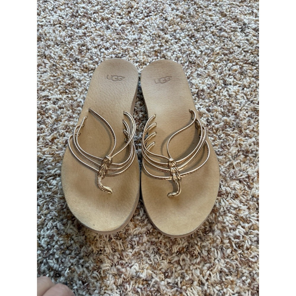 Ugg Australia Heina Metallic Rose Gold  Sandals Flip Flops 1092267 Size 8